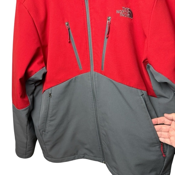 The North Face Soft Shell Jacket Men's XL Red Gray Primaloft Ski Outdoor Coat - Picture 7 of 13